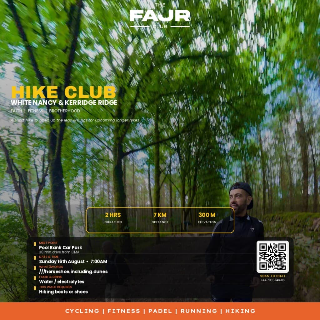 Hike Club — White Nancy & Kerridge Ridge event poster — The Fajr Club