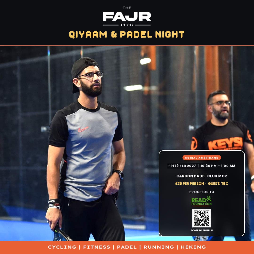 Qiyaam & Padel Night event poster — The Fajr Club